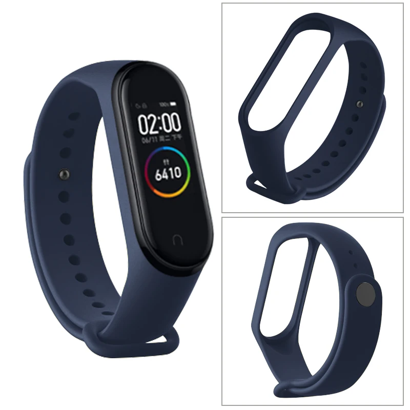Ремешок для Xiaomi Mi Band 5 4 3 Band5 розовый винно красный цвет ТПУ силиконовый браслет Xiomi