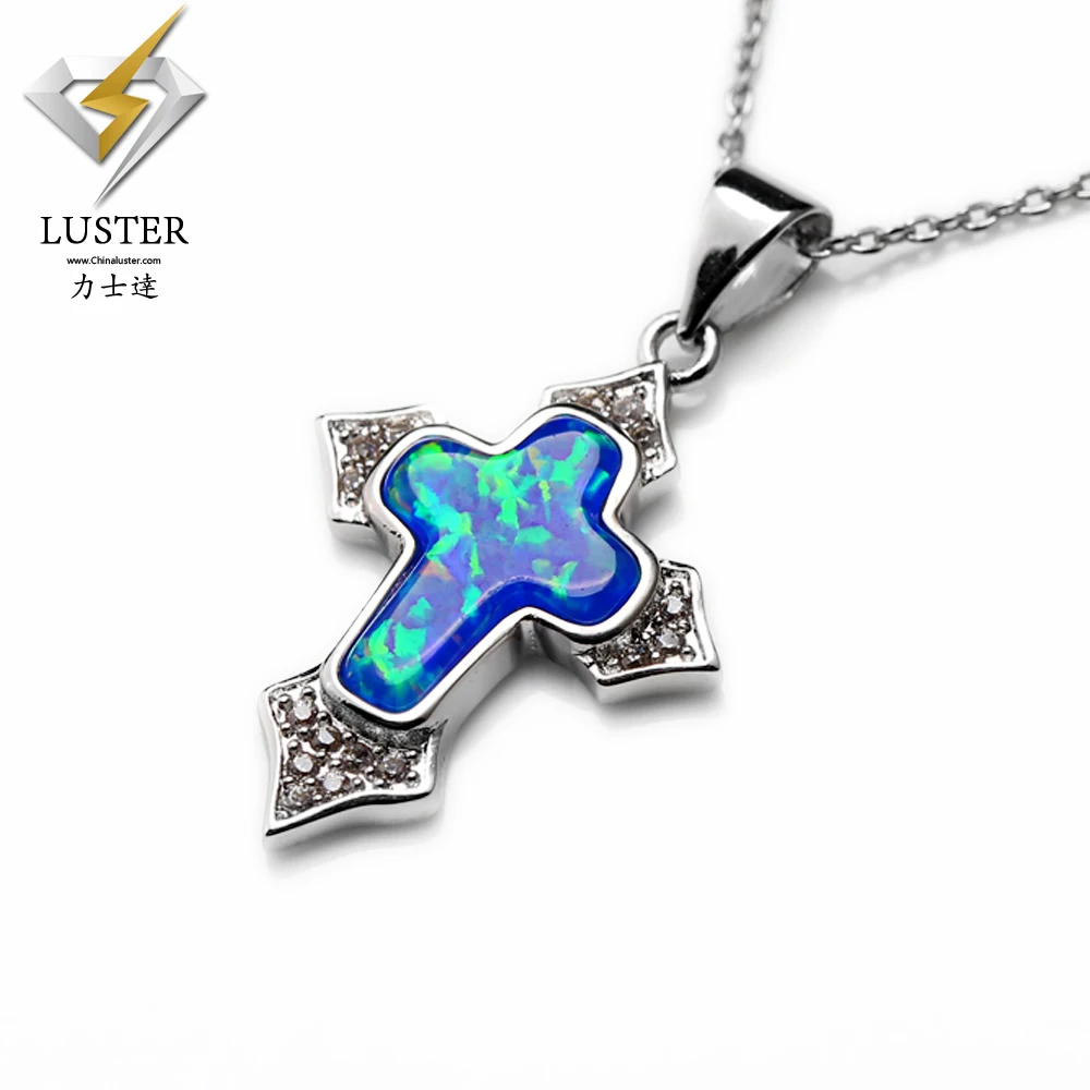 cross 10K gold white gold plating opal (7)