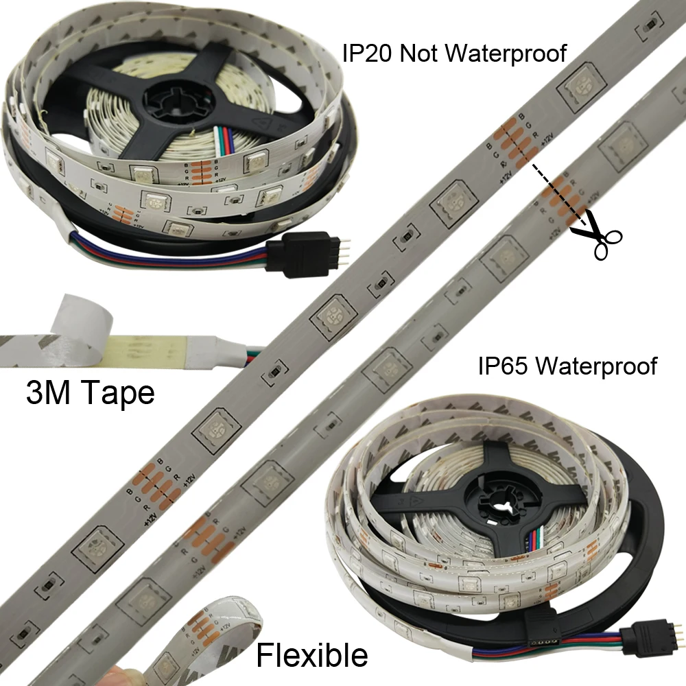 Светодиодная лента RGB SMD 5050 RGBW светодиодная RGB лента водонепроницаемая светодиодная лента полоса DC 12 В RGB контроллер Набор