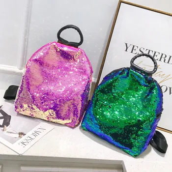 

Large capacity Mermaid Sequins Backpack Double Color Sequins Bag Fashion Girls School Bags New Designer Ladies Backpack