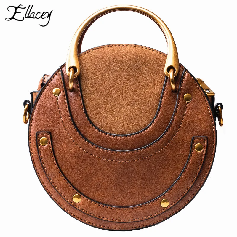 Round Leather Cross Body Handbags