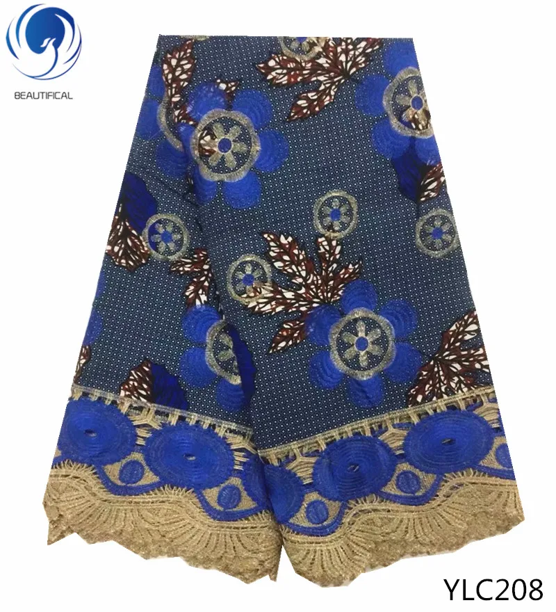 Красивые африканские кружевные ткани новая вышивка высокое качество хлопок воск смешанные цвета многоцветные ткани кружева воск YLC208-214