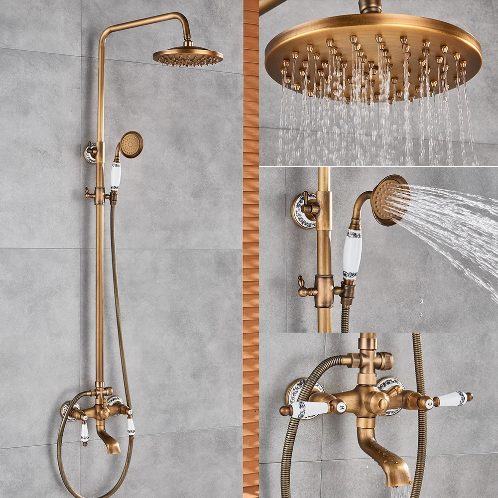 Us 90 0 45 Off Clic Antique Br Bathroom Shower Faucet Set Bathtub Bath Tap Rainfall Head Swivel Watering In Us 90 0 45 Off Clic Antique Br Bathroom Shower Faucet Set Bathtub Bath Tap Rainfall Head Swivel Watering In