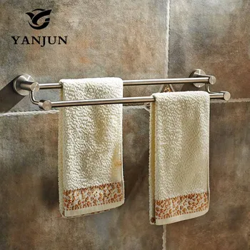 

YANJUN Wall-mounted 304 Stainless Steel Double Towel Bars Towel Racks Towel Holder 60CM Bathroom Products For Home YJ-7559