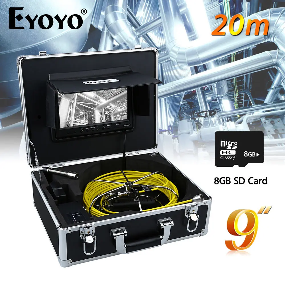 Eyoyo wp90b 20 м 9 &quot1/3 дюйма cmos Мониторы 17 мм Водонепроницаемый Слива канализационных
