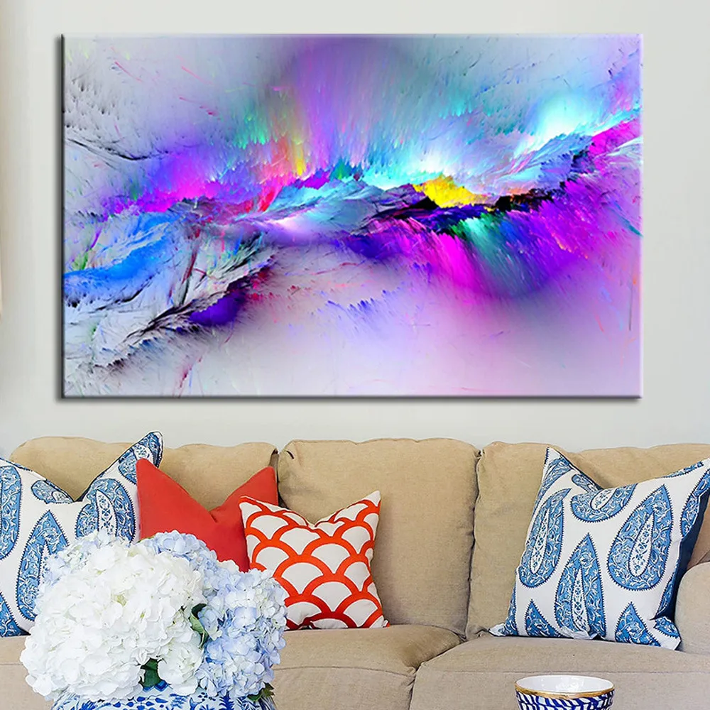 Frame Canvas Wall Art Poster Landscape For Living Room Decor Abstract Psychedelic Nebula Space Painting Pictures | Дом и сад