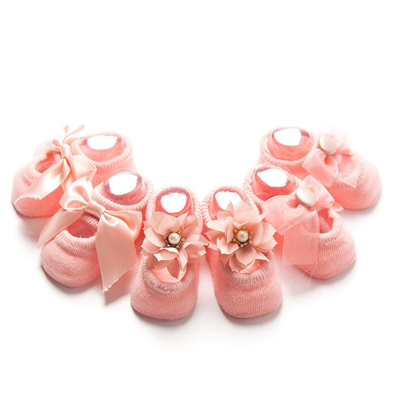 

3Pair/Lot Soft Baby Socks Toddler Girl Socks Lace Flower Bowknot Comfy Cotton Non-slip Floor Short Babies Infant Socks Character