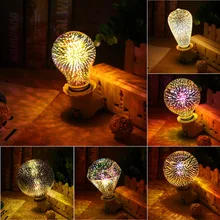 

3D Stars Fireworks Effect Night Light LED Lamp E27 AC 85-265V 3D LED Edison Bulb Holiday Party Home Bar Christmas Decor Light