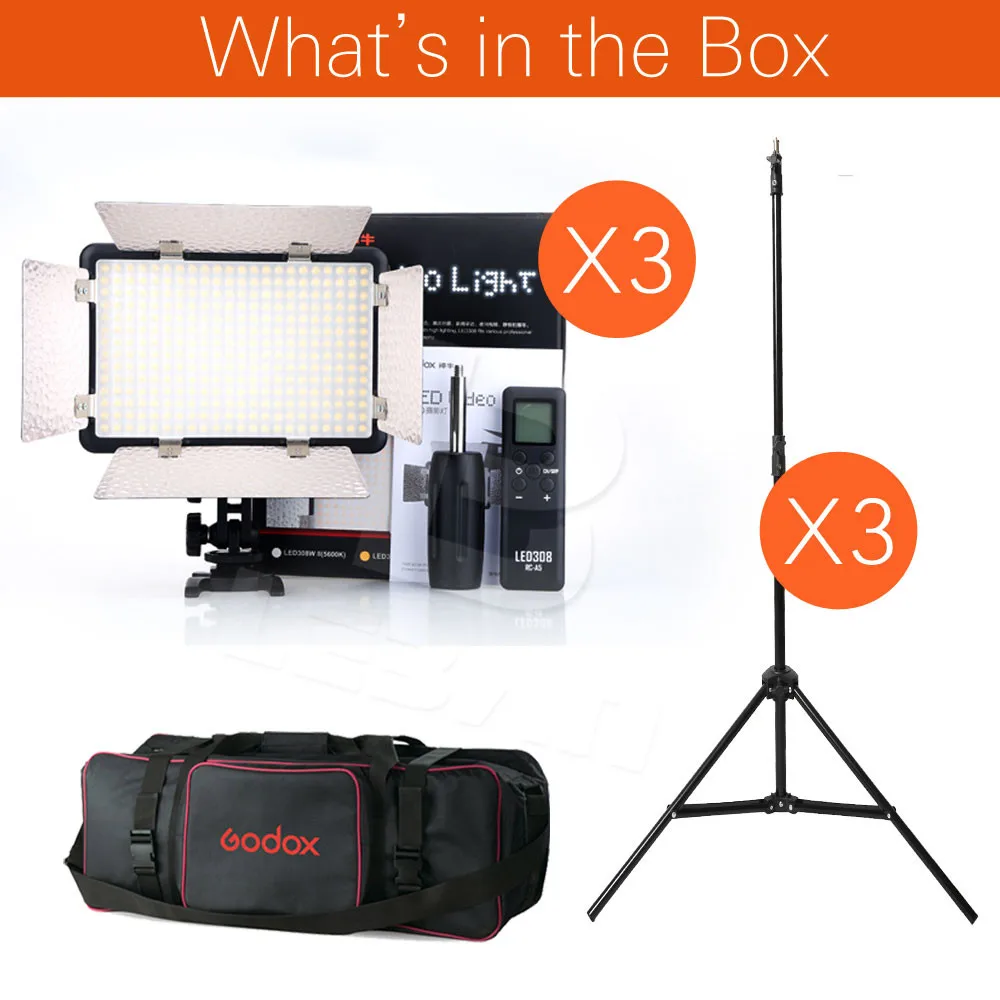 Сменная версия Godox 308C II 3X LED комплект непрерысветильник для фото и видеостудии