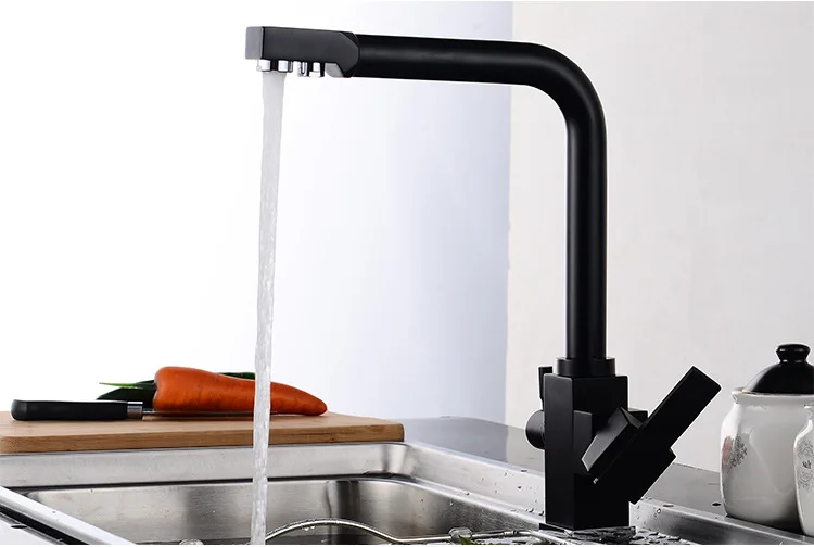 Двойная функция 3 Way фильтр для воды черный Кухня кран мраморный чистой воды Кухня кран 3 способ наполнитель функции Кухня faucetxt-52