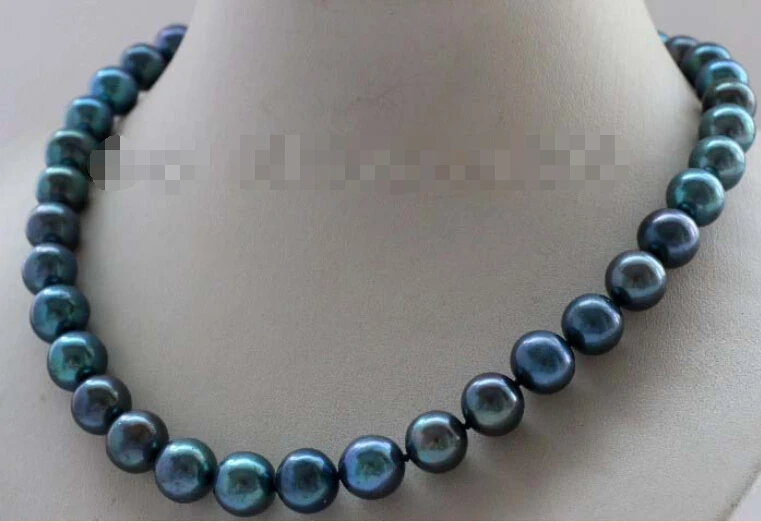 

shipping17.5" Genuine Natural 12mm Peacock Round Pearl Necklace 18kgp #f2314!