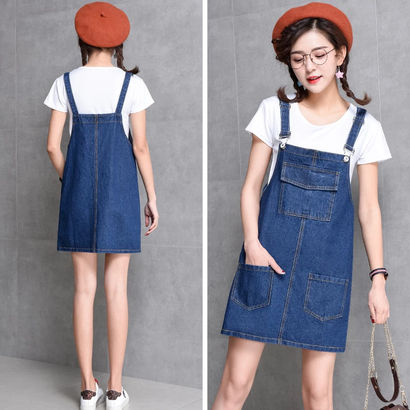 Fashion Summer Cute Preppy Style Denim Dress Women 2018 New Arrival