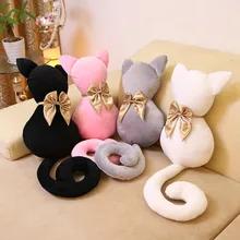 1PC 40cm super cute Korean cat plush pillow long tail Silhouette cat bowknot kitty cat cushion girl birthday gift free shipping