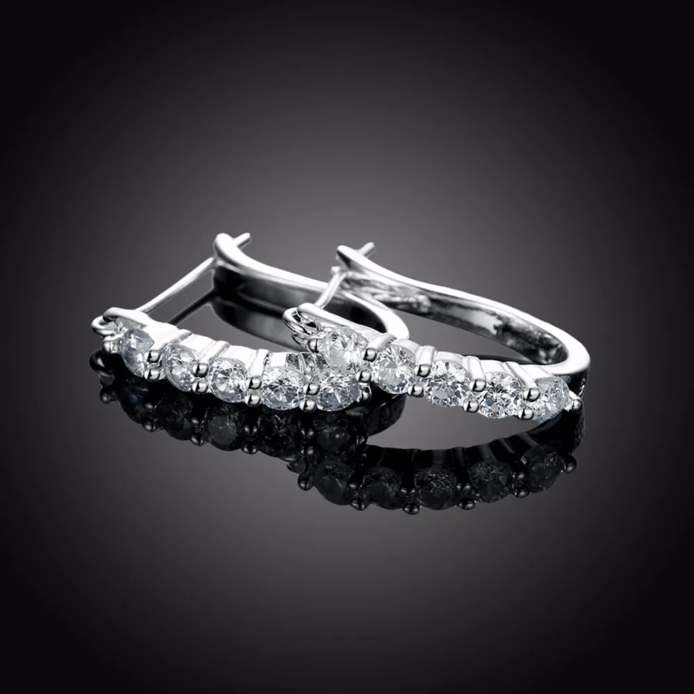 

New Arrival best friends 925 pure silver plated earings U shape small circel hoop earrings for women white zircon earrings