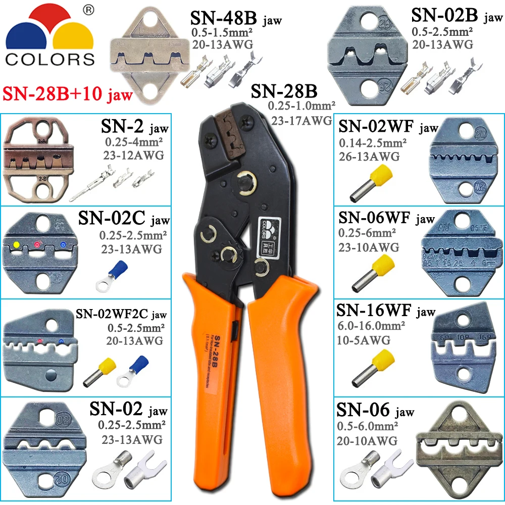 Najtaniej SN 28B szczypce 10 pazury dla TAB 2.8 4.8 6.3 C3 XH2.54 3.96 2510 rurka nie elektryczne zacisk blok szczypce do zaciskania zestaw narzędzi