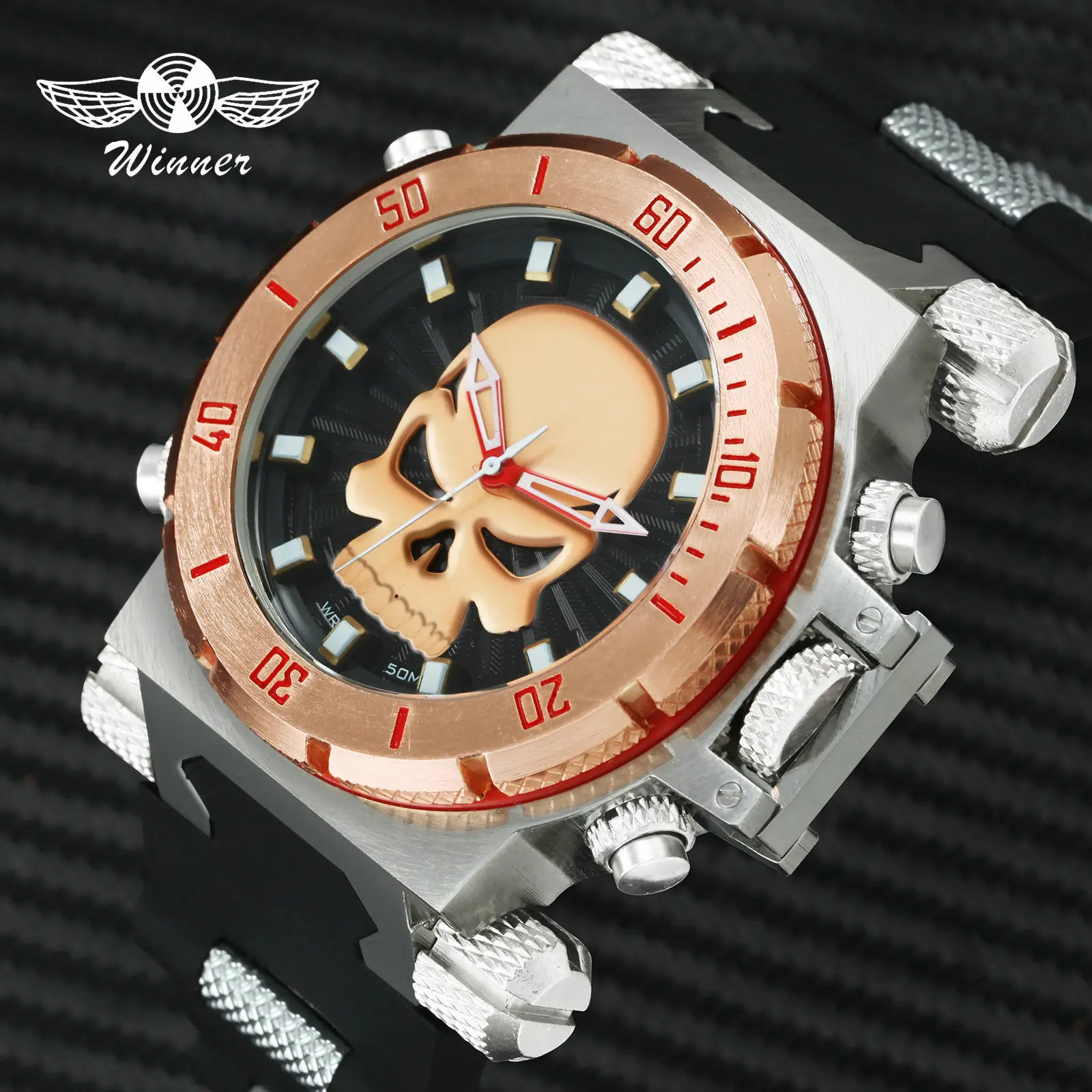 

2019 New Fashion Steampunk Watch Skull Quartz Wristwatch Mens Sports Watches Top Brand Luxury Rubber Strap Oversize Clock Men