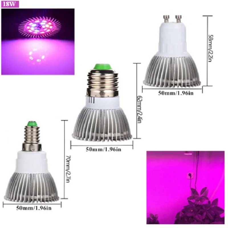 18W E27 E14 GU10 18 светодиодный светильник для выращивания растений 220V фитолампия Фито лампа для комнатных садовых растений цветок гидропоника, шатер для выращивания коробка