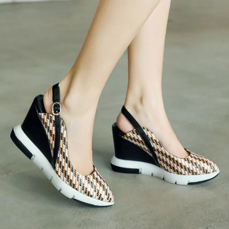 

2019 New Summer Shoes Women High Heels Fashion Pointed Toe Wedge Shoes Pumps Slingbacks Casual Shoes Woman High Quanlity