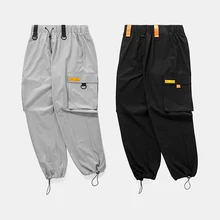 Мужские и женские свободные штаны с эластичной резинкой на талии в стиле пэчворк, Ретро стиль, хип-хоп ветровка, уличная одежда, штаны-шаровары