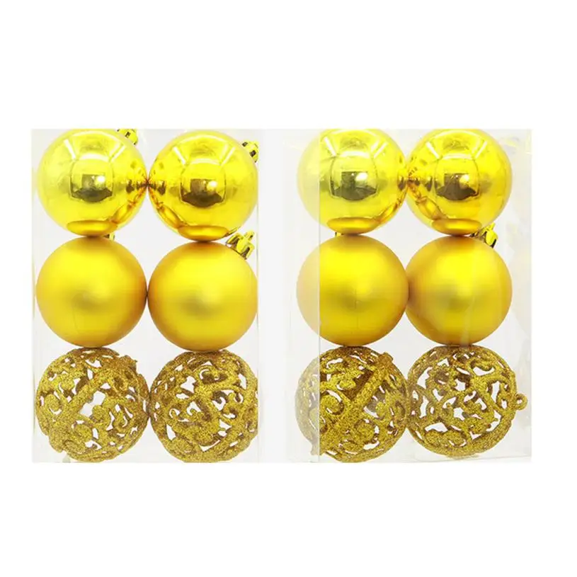 6 шт. рождественские мячики елочные шары вечерние елочные украшения висячее декоративное украшение Рождественские принадлежности# newg20 - Цвет: Gold