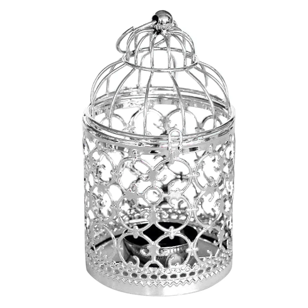 Металлический полый Марокканский Фонарь Подсвечник чайный светильник для дома комнаты держатель украшения подвесной фонарь винтажные подсвечники - Цвет: Silver