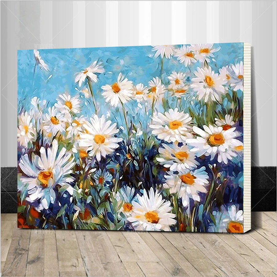 Hot Selling Framed Flower DIY Painting By Numbers Wall Art Canvas Oil