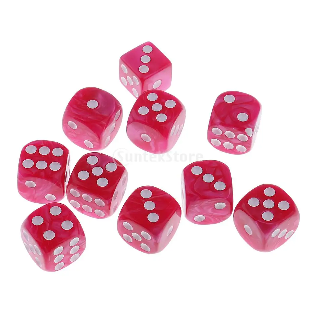 10 Pieces 6-sided Die Pearlized Spot Dice D6 for Party Pub Casino Supplies Table Game Props DIY 1.6cm | Спорт и развлечения