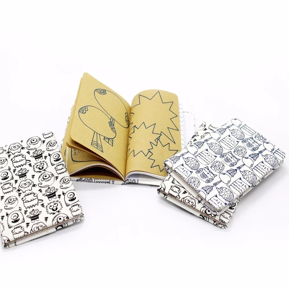 

Notepad cute coil with stickers four different patterns kawaii mini notebook stationery school supplies personal diary booklet