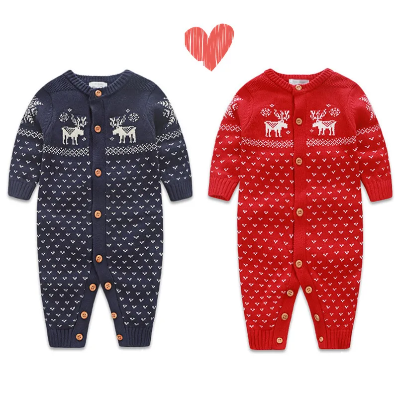 Infant Romper Bodysuit Kids Jumpsuit Winter Newborn Baby Boys Girls Warm Romper Knitted Sweater Children