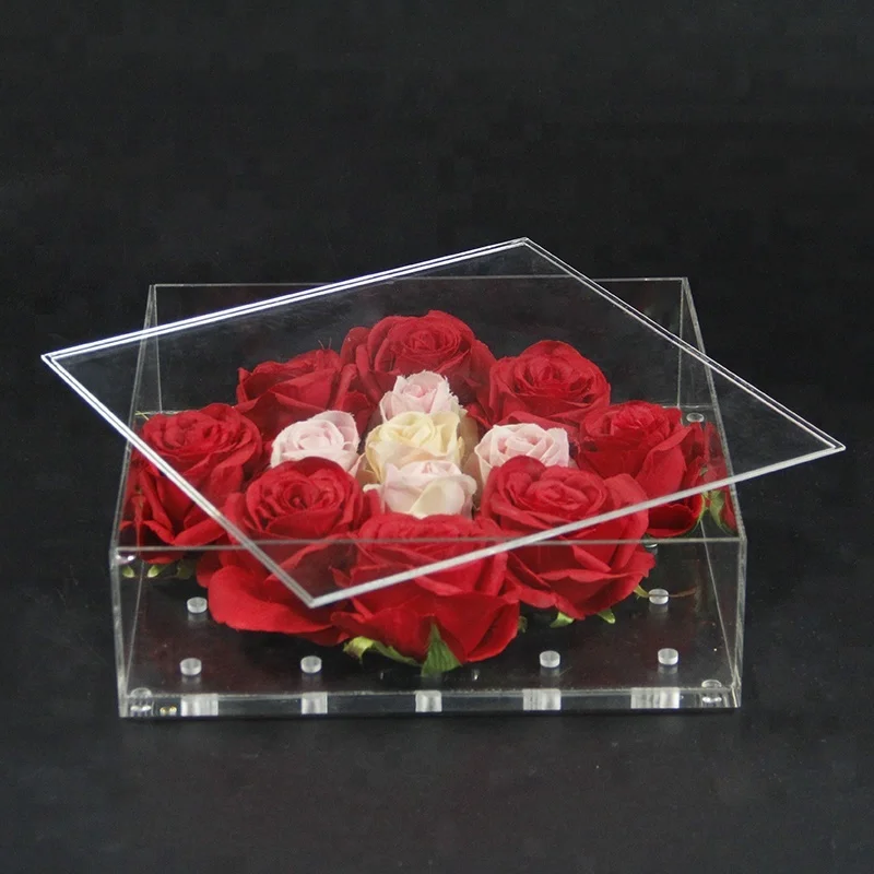 New Clear Acrylic Flower Box Mini Single Rose Flowers Box Valentine's