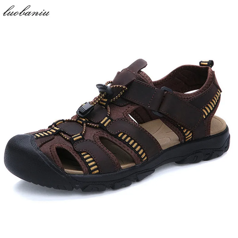 38 47 Soft Leather Sandals Men Fashion Summer Men Sandals Plus Size US