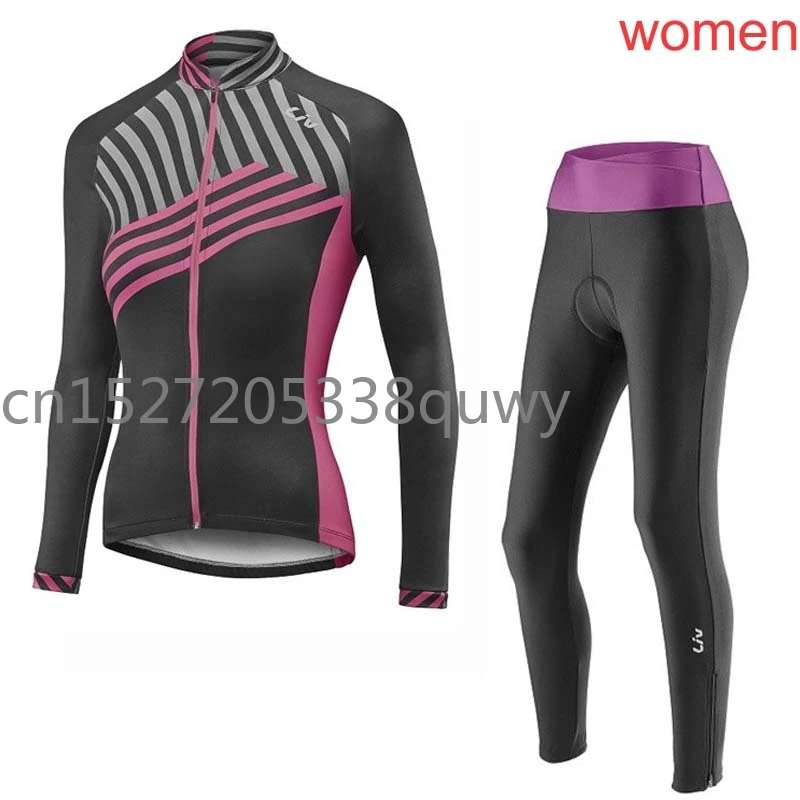LIV весна/осень для женщин с длинным рукавом Одежда для велоспорта Велоспорт Джерси Комбинезон спортивный комплект дышащая быстросохнущая Mujer