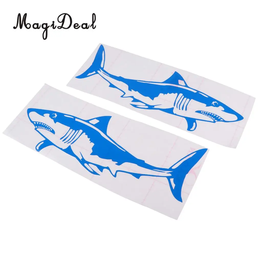 2Pcs Shark Sticker Decal for Car Truck Kayak Fishing Boat Graphics Accessories - Waterproof, Adhesive, Durable & Long Lasting