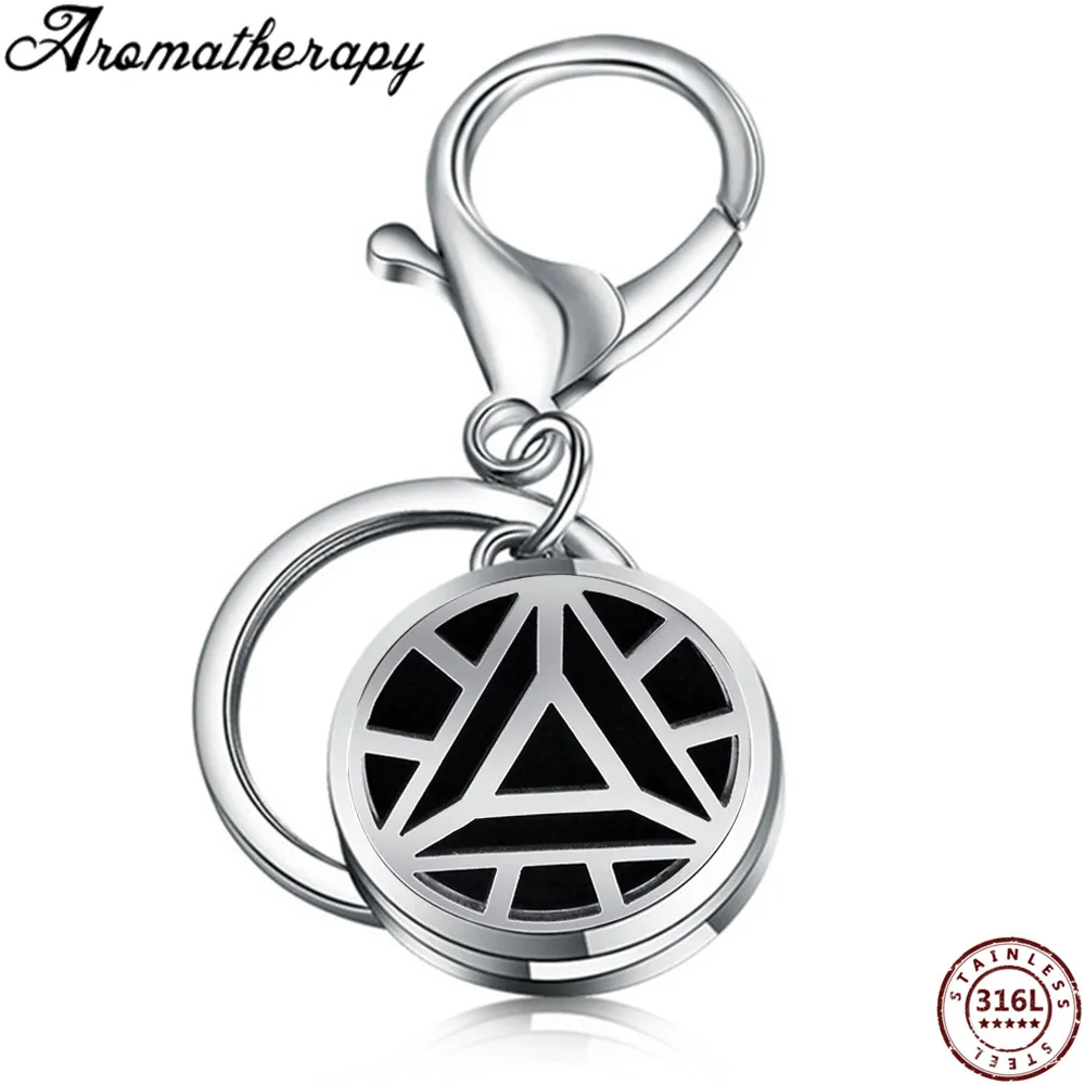 Trendy Geometric Portable key chain Essential Oil Diffuser Locket Aromatherapy Stainless Steel Perfume Jewelry For Unisex People | Украшения