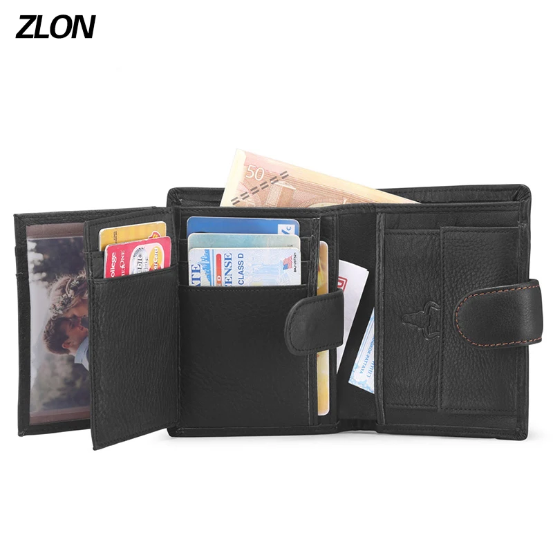 Мужские кошельки ZLON Trend винтажный короткий кошелек из натуральной воловьей кожи
