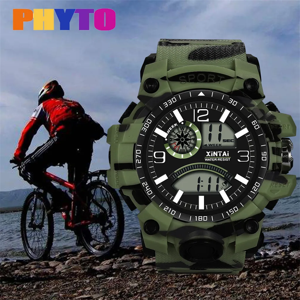 

Fashion Casual Men Sport Military Watch Analog Digital LED Electronic Wrist Watches Waterproof Male Clock relogio masculino A40