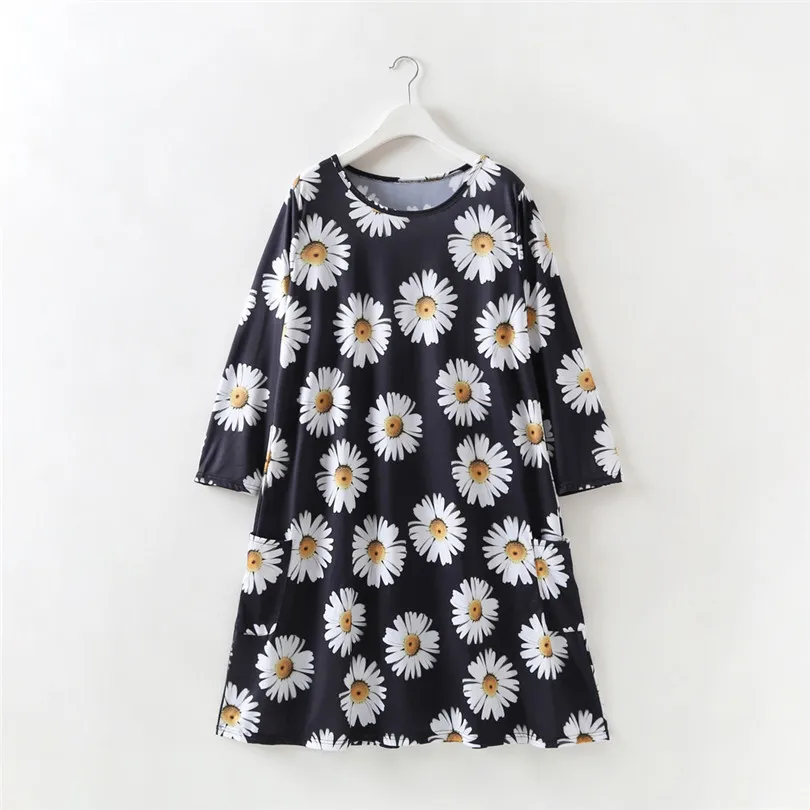 Beach Dresses Mommy Daughter Women Long Sleeve Dress SunFlower SunDress Lady Family Matching Clothes Dropshipping #F#40AT1301
