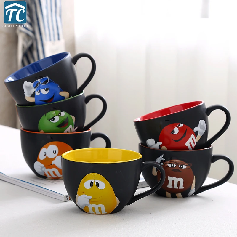 M& M's мм бобы керамическая Цветная глазурь кофе молоко чашка вода чай чашка кафе овсянка Питьевая чашка кружка