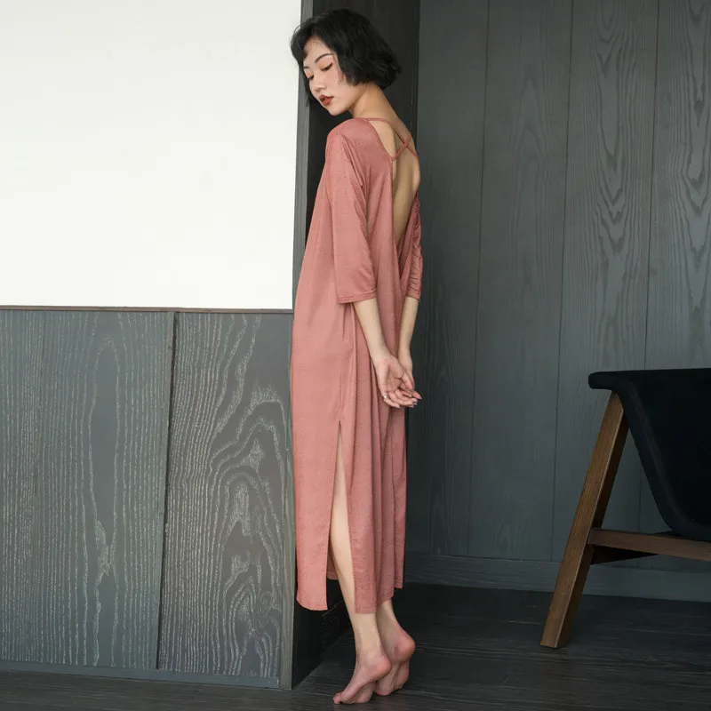 

Spring Summer Dresses Half Sleeve Cotton Maxi Sexy Long Dress Robe Femme Plus Size Loose Casual Dress Black Tshirt Dress C5293