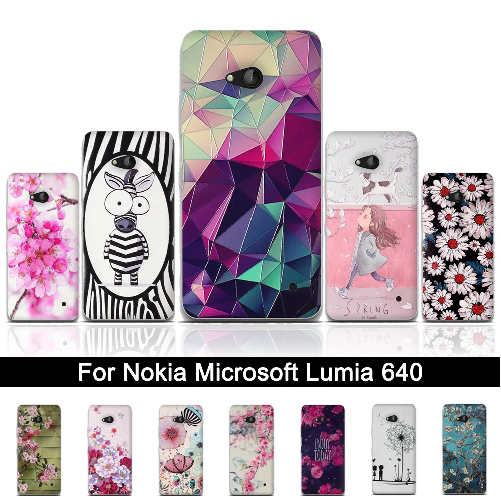 

Soft TPU Case For Microsoft Nokia Lumia 640 Luxury 3D Relief Printing Cartoon Cover Silicon Back Phone Case for Lumia 640 Shells