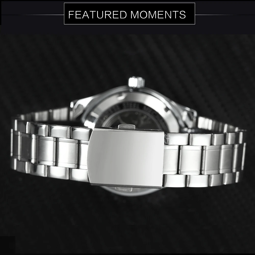 WINNER официальные Классические Автоматические механические часы для мужчин ремешок из нержавеющей стали календарь дисплей Мода Бизнес наручные часы