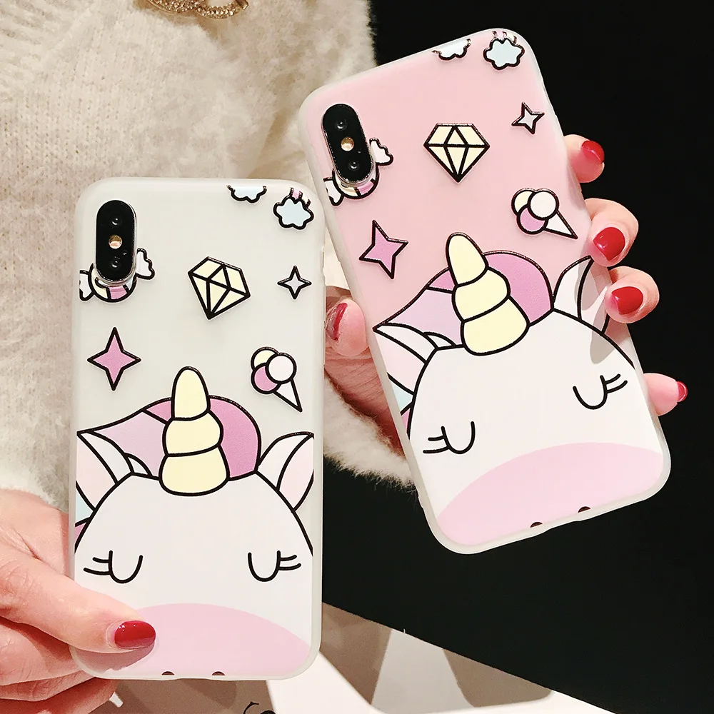 KIPX1104_7_JONSNOW Phone Case For iPhone XS Max XR XS 6 6S 7 8 Plus Funny Cute Emboss Unicorn Pattern Soft Silicone Cover Cases Capa Fundas