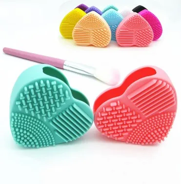 

Colorful Heart Shape Clean Make up Brushes Wash Brush Silica Glove Scrubber Board Cosmetic Cleaning Tools for makeup brushes 1PC