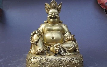 

Chinese Buddhism 100% pure Bronze 24K gold Happy lucky Maitreya Buddha statues