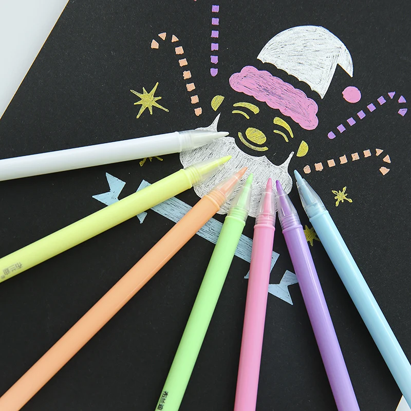

42 pcs/Lot Rainbow color gloss powder neutral pen 0.8mm ballpoint pens srapbooking tool Stationery items School supplies F023