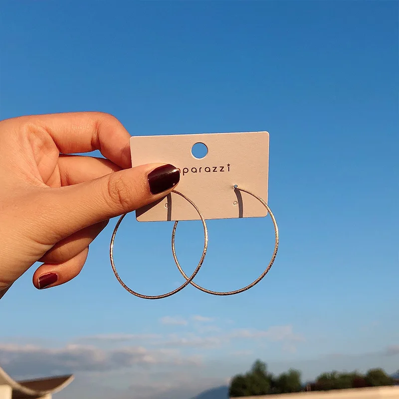

Gold color 925 Silver Pin Statement Circle Earrings 2019 Women Big Hoop Earring Party Rock Gift Fashion Women Jewelry wholesale