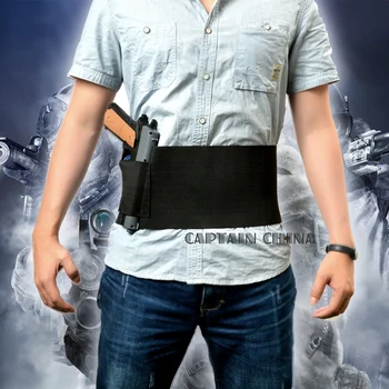 

Tactical Adjustable Belly Band Waist Pistol Gun Holster With Double Magazine Pouches