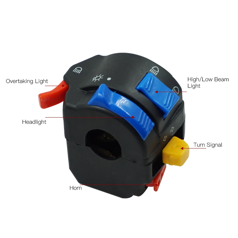 7/" 22 мм мотоциклетные переключатели управления рулем, головной светильник, противотуманный светильник, сигнал поворота, кнопка переключения с 9 жгутами проводов