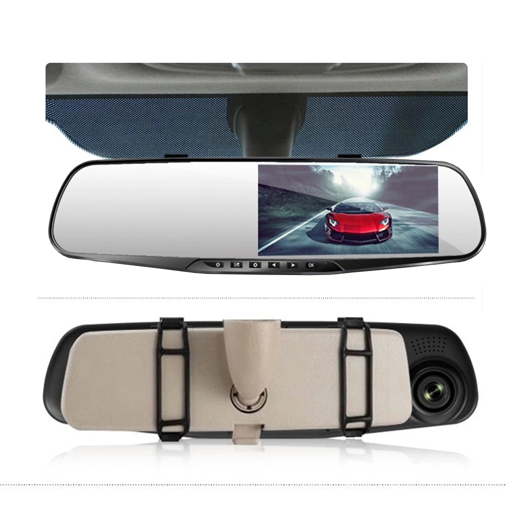 Новейший FHD Автомобильный dvr Белое Зеркало двойной объектив заднего вида камера 4,3 дюймов Dash Cam зеркало заднего вида цифровой видео рекордер авто камера