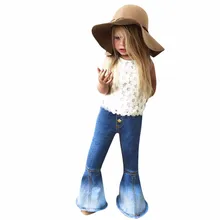 SAGACE/повседневные расклешенные джинсы для маленьких девочек; брюки для маленьких девочек в стиле пэчворк; Свободные повседневные крутые джинсы для детей